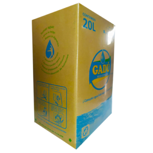 Caja de agua de mesa ozonizada GADÚ 20 litros con caño, caja descartable